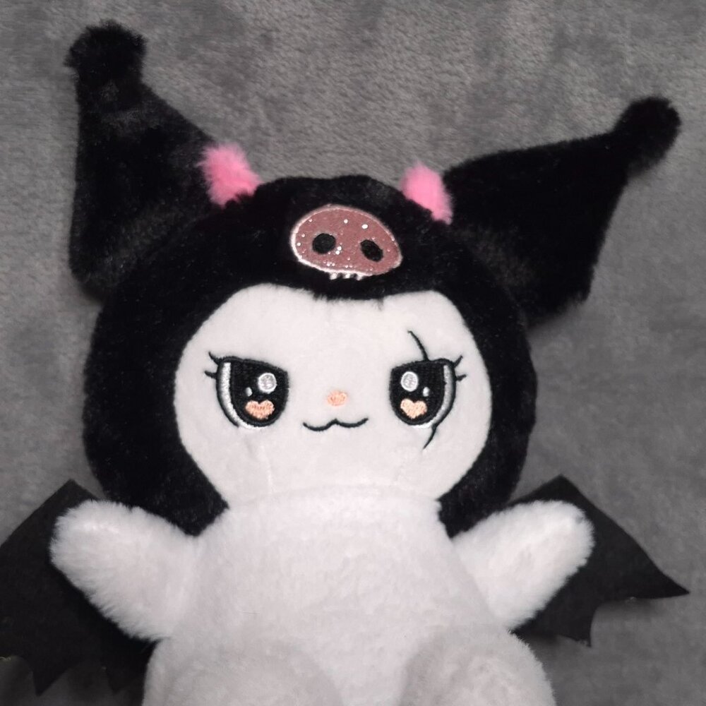 Kuromi Bat Plush Doll By Lissidoll 9 in Soft White Black Stuffed Toy